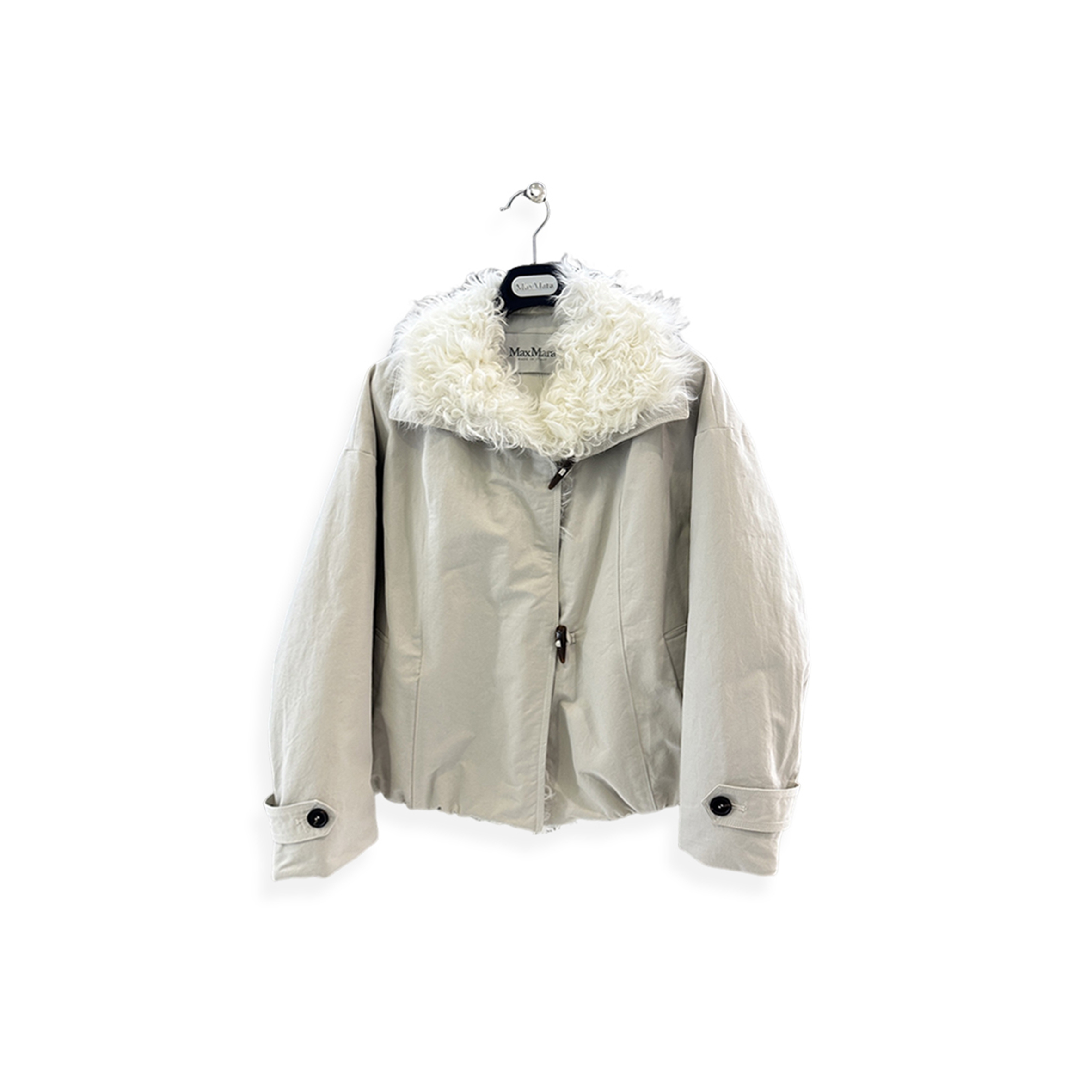 MAX MARA COTTON CANVAS FUR JACKET 